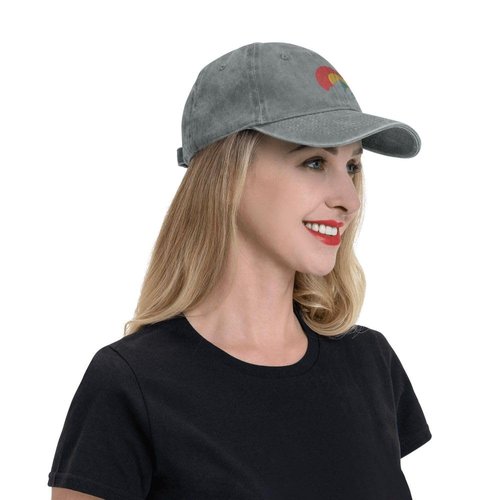 Embroidery Colorado Flag Baseball Cap State Mountain Casual Sun Peak Hat Grey