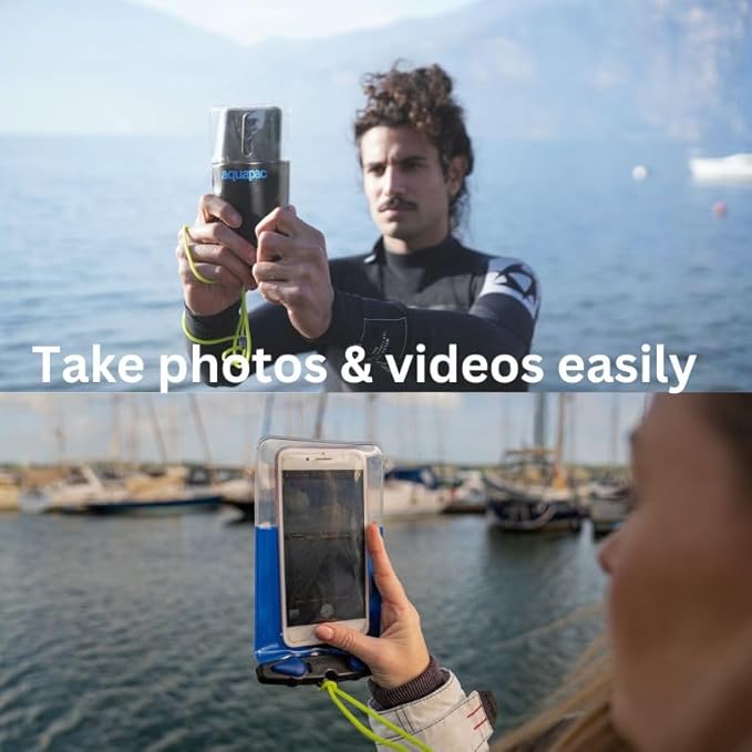 Aquapac Waterproof Phone Case, Medium, Grey, Lanyard, iPhone and Android, Made in The UK, Hiking, Mountain Biking, Running Accessory, Travel Essential, 5 Year Warranty. IPX8 Certified to 30 ft deep.