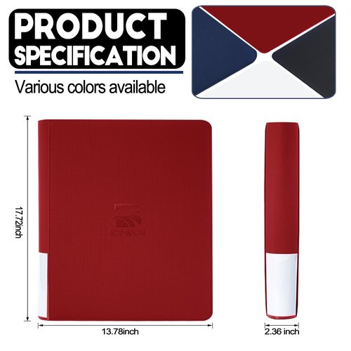 BOMIIPOR Semi Rigid Card Holder Binder, Premium Card Saver 1 Binder with Sleeves for Trading Cards & Sports Cards Storage - Holds 360 Semi Rigid Card Holders for Grading（Classic Red）