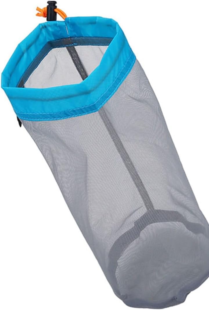 Mesh Stuff Sack Light Weight Nylon Mesh Drawstring Storage Bag for Travelling Hiking Camping Stuff Storage(Orange M)