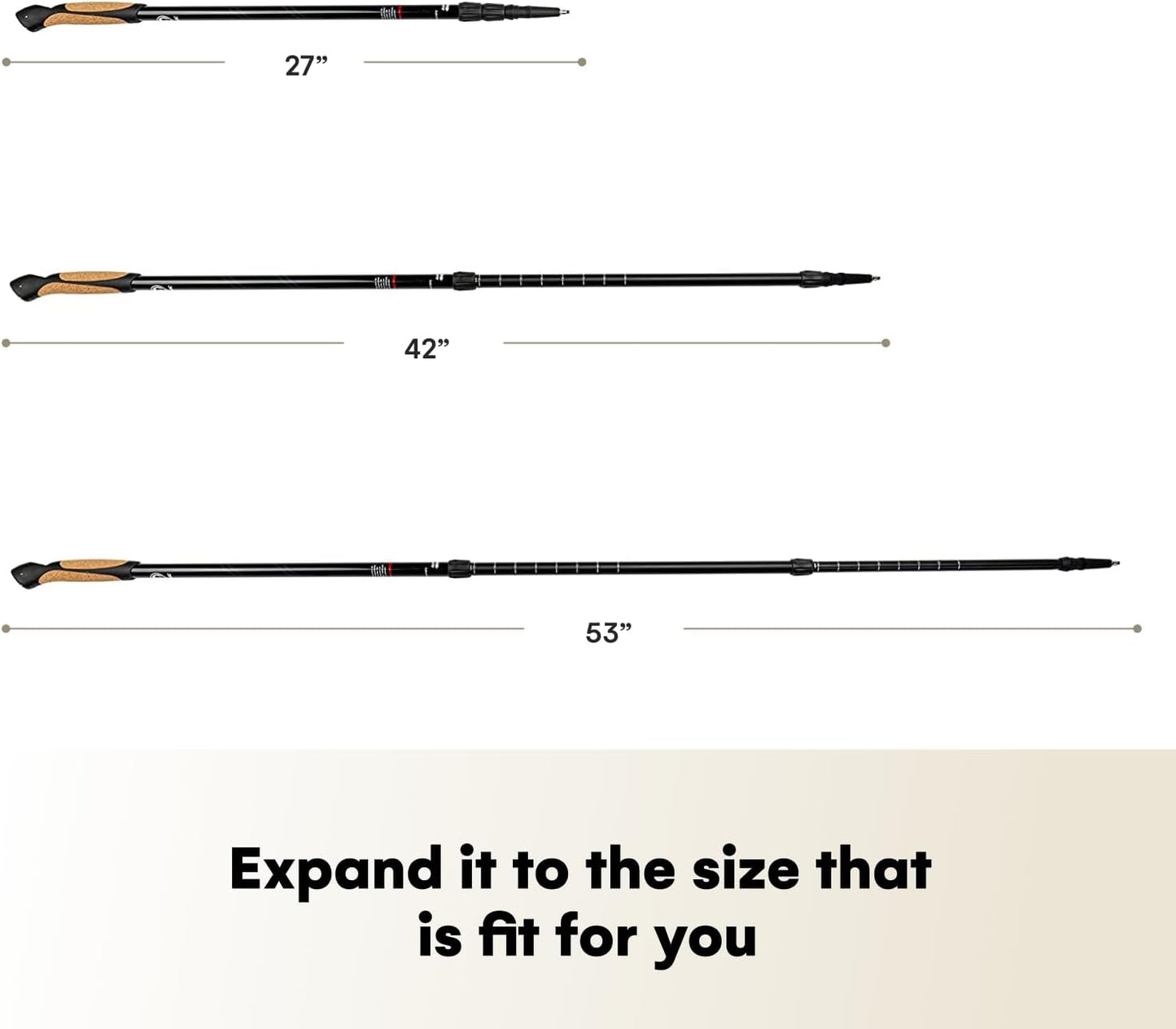 PowrX Click & Go Trekking Poles with Anti-Shock Cushioning - Adjustable Nordic Walking Sticks for Hiking & Snowshoeing - Collapsible & Durable Aluminum - Ideal for Seniors, Women & Men - ‎28"x 5"x2"
