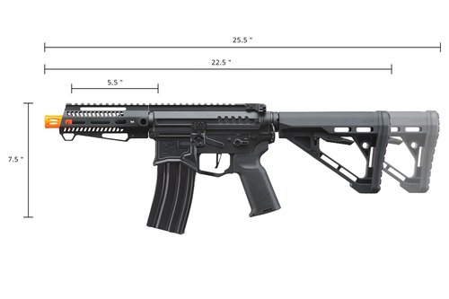 Zion Arms R15 Mod 1 Short/Long Barrel Airsoft Rifle with Full Programmable ETU (Black, Short)