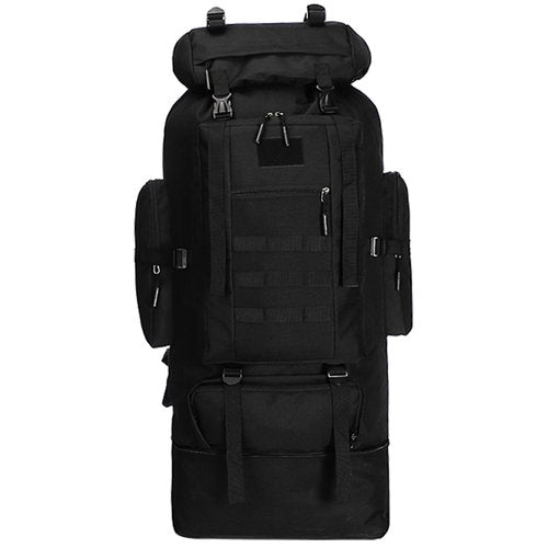 Goaste 100L Camping Hiking Backpack, Molle Military Tactical Rucksack, Waterproof Large Travel Daypack, Adjustable Survival Hunting Sports Bag for Men and Women Hiking, Camping, Touring(Black)
