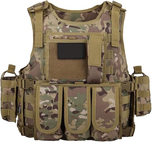 CrogaGear Tactical Vest Airsoft Vest Adjustable Outdoors for Man Vest (CP)