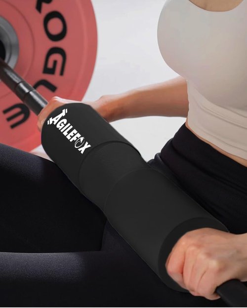 AGlLEFOXX Barbell Pad - Squat Pad-Hip Thrust Foam Pad, Comfort & Safety for Strength Training and Hip Thrust- Provides Cushion to Neck and Shoulders While Training (Black)