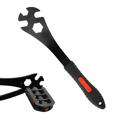 Oumers Bike Pedal Wrench, Bicycle Pedal Removal Tool Spanner with 323mm Extra Long Handle Multifunctional 15mm 16mm Pedal Removal Wrench and 24mm Hexagon Hole for Bike Repair