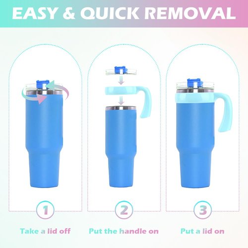 20 oz Tumbler Handle, Anti Slip Travel Mug Grip Cup Holder, Cup Handles for Vacuum Insulated Tumblers, Car Cup Holder Friendly, Improved Grip, Tumbler Mugs Attachment(Light Blue)
