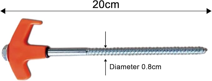 8" Screw in Tent Stakes - Ground Anchors Screw in, Screw in Tent Stakes Heavy Duty, Tent Pegs Camping Stakes, Metal Threaded Tent Spikes, Screw Tent Stakes with Hex Sleeves (12Pcs+Bag Orange)