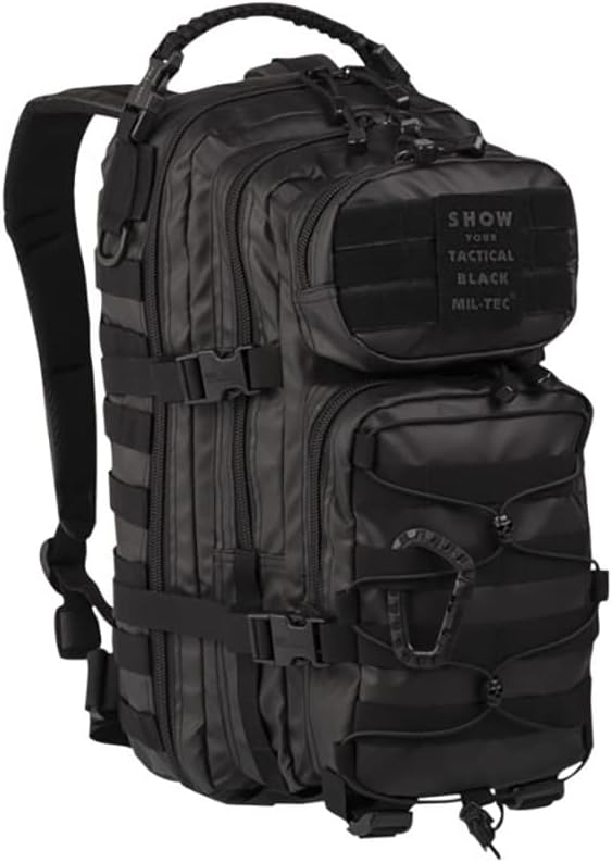 Mil-Tec Unisex Tactical Assault Pack - Rugged Durable Lightweight Ergonomic Versatile Outdoor Camping Hiking Backpack with Adjustable Padded Shoulder Straps & MOLLE Loops, Black, 36L