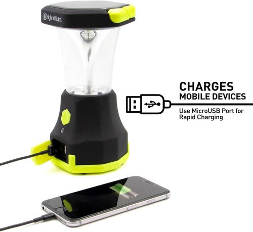 Atlas 600 Solar LED Waterproof Camping Lantern with Micro USB Charger, Black
