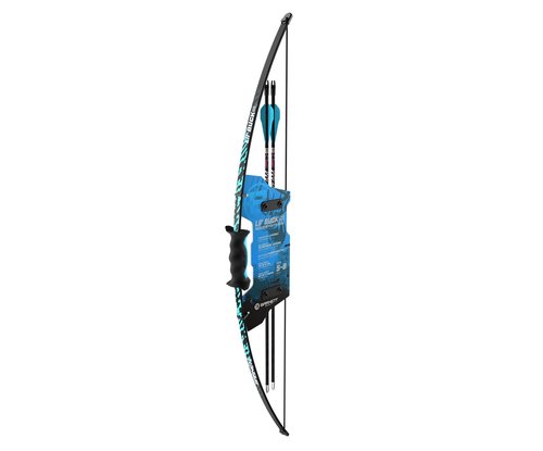 Barnett Lil' Buck Youth Bow - Youth Bow and Arrow Set for Kids, Ages 5-8, 12lb Draw Weight, 17in Draw Length, Ambidextrous Riser, Soft Touch Grip, Finger Rollers, Includes 2 Arrows, Blue