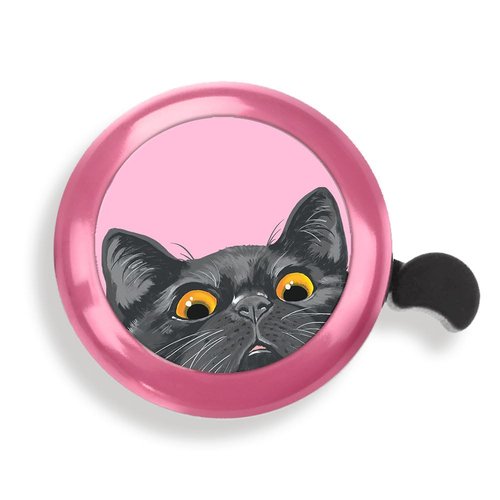 WIRESTER Pink Aluminum Round Bike Bell, Classic Ring Bicycle Bell, Bike Accessories Bell Ring for Adults Kids Girls Boys - Black Bombay Kitten Cat