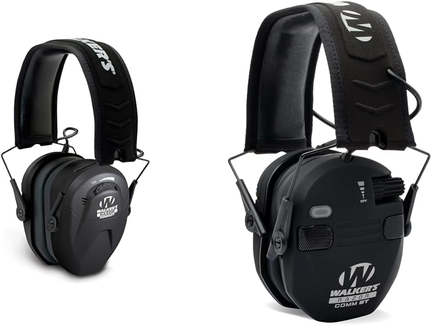 Walker's Razor Compact Electronic Youth/Women's 23dB NRR Noise-Canceling Hearing Protection Muff, 2 AAA Batteries Included
