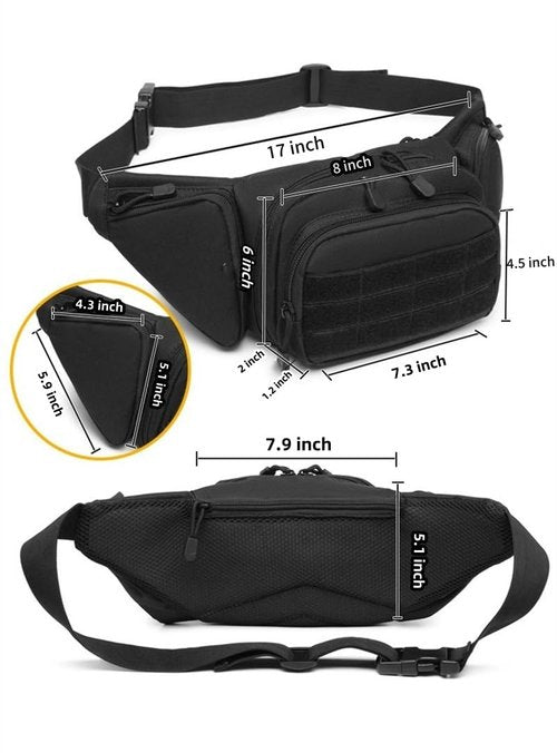 Vincent King Tactical Fanny Pack for Men, Bando Bag,Concealed Carry Fanny Pack for Men, Waist Bag,Hunting Waist Bag, CCW Fanny Pack with Molle,EDC Pouch with US Patch(Black)