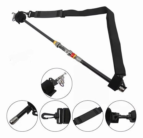 Fishing Rod Carry Strap，Sling Band Adjustable Shoulder Belt Tackle Holder，Nylon (2)