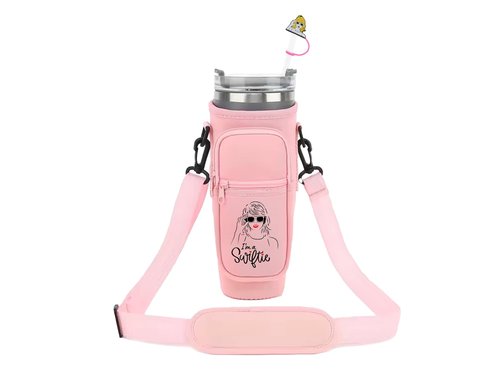 Fans Water Bottle Carrier Bag with Phone Pocket Compatible With Stanley 40 oz with Adjustable Strap & Straw Cover for Gift and Watter Bottle Accessories