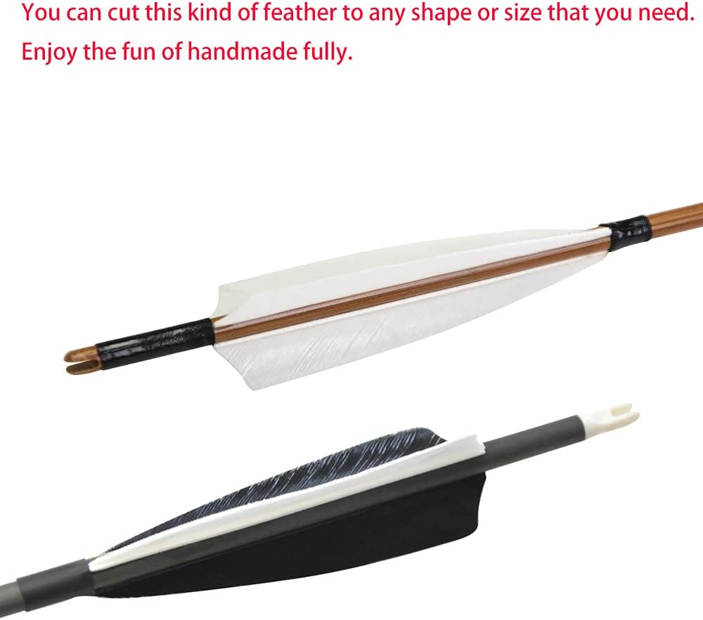 ZSHJGJR 50 Pack Archery Arrow Spiral Twist Wrap Full Length Feathers Left Wing Feathers Fletches Fletching (8-11inch) for Flu-Flu Arrows