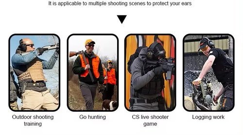 Emblem Outdoor Shield Pro Electronic Shooting Ear Protection for Gun Range | NRR 23dB | 4X Sound Amplification. Adult and Kid Hearing Protection Earmuffs for Noise Cancellation - Black