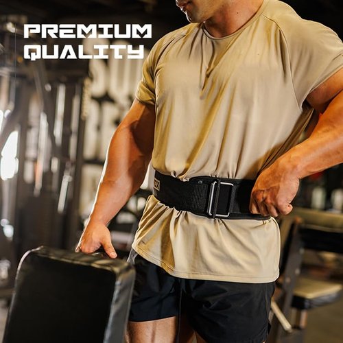 IronKnox Premium Weight Lifting Belt, 4 Inch Weight Belt for Men and Women with Self Locking Metal Buckle for Maximum Support, Weightlifting Belt for Squat or Deadlift, Durable Gym Belt for Men (Black, Large)