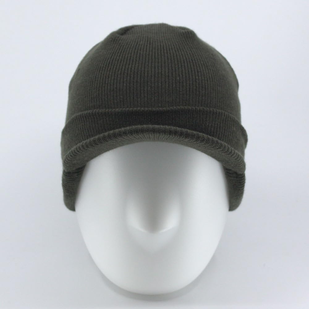 The Vintage Year Plain Sports Visor Billed Knit Radar Cuff Beanie
