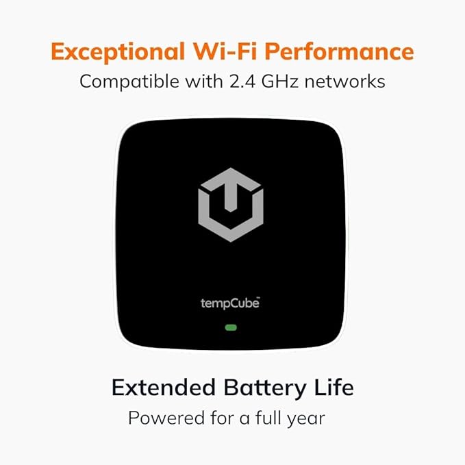 WiFi Temperature & Humidity Sensor | Connects 2.4 GHz – Real-Time 24/7 Monitoring | No Subscription | Data Logger | Unlimited Text/Email Alerts | Ideal for Freezer, Medical & Food Storage
