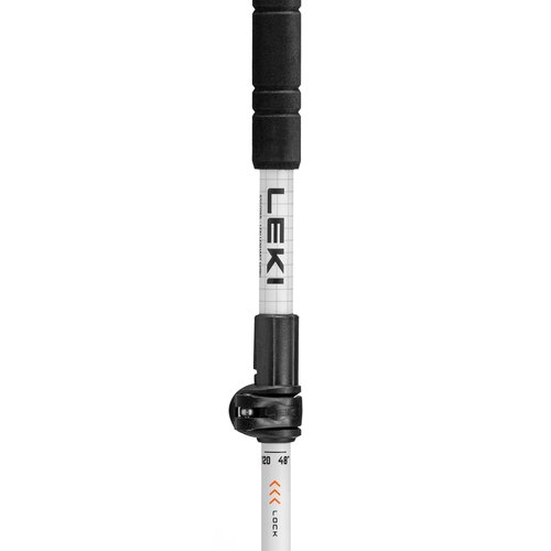 LEKI Skytera FX Carbon SL Collapsible Adjustable Lightweight Walking Poles for Thru-Hiking, Fast-Packing, & Mountaineering - White-Black-Orange - 110-130 cm
