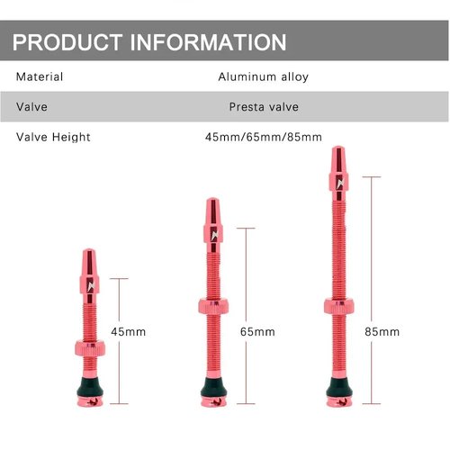 Ridenow Tubeless Valves - 45mm/65mm/85mm Presta Valve Stem for Mountain, Road, and Off-Road Bikes -Black