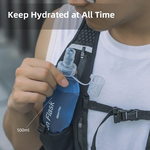Rugvis Running Vest with Action Camera Mount Compatible with GoPro Hero 13/12/11/10, Running Hydration Vest with 500ml Soft Flask for Trail Hiking
