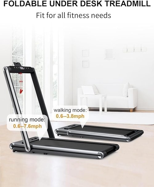 Walking Pad Treadmill - Treadmills for Home & Office - Portable Treadmill with Remote Control, LED Display, 265 LB Capacity, Space-Saving Compact Treadmill for Walking, Jogging, and Running