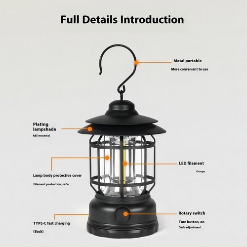 Rechargeable Camping Lantern,Outdoor Camping Light with USB Charging Port,Fearless of Wind and rain,Suitable for Garden,Courtyard,and Lawn Use(Green)