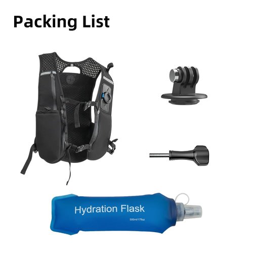 Rugvis Running Vest with Action Camera Mount Compatible with GoPro Hero 13/12/11/10, Running Hydration Vest with 500ml Soft Flask for Trail Hiking