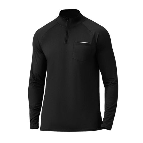 CICI FIVE Quarter Zip Pullover Men Long Sleeve 1/4 Zipper Golf Sweatshirts Sun UPF 50+ Shirts Rash Guard for Fishing Running Athletic Workout Black