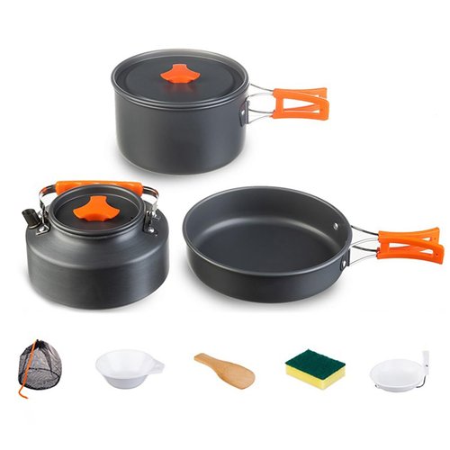 Portable Folding Stove, Compact Fuel Stove, Outdoor Cooking Gear Set, Mini Camping Stove, Windproof Camping Stove Head, Outdoor Travel Cookware Cooking Supplies, Fuel Stove (Cookware set)