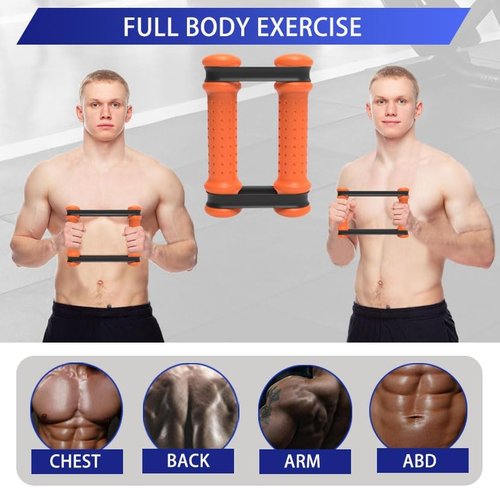 Rip Stick Efficient Upper Body Workout Equipment,Rip Muscle Workout Stick, Adjustable Resistance Bands with Wooden Handles, Portable Exercise Equipment, 8 Ripstick Bands (Orange)