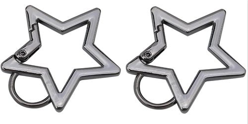 2Pcs Dark Gray Star Shaped Stainless Steel Keychain Snap Hook Holder Star Carabiner Hook Clip Key Holder Carabiner Clip for Keys and Wallet with Key Car Accessories