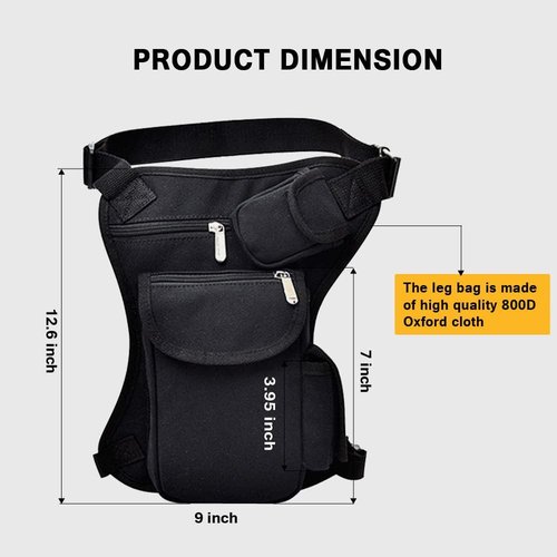 Drop Leg Bag Pouch Holster Tactical Outdoor Sports Racing Camping Hiking Hip Bag (Black)