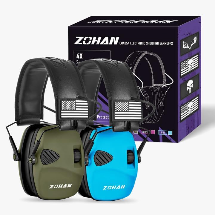 ZOHAN EM054 Electronic Shooting Ear Protection with Sound Amplification, Slim Active Noise Reduction Earmuffs for Gun Range