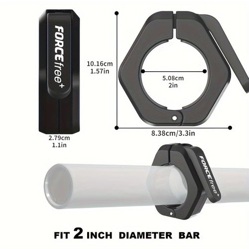 Forcefree+ Barbell Clips (Pair), Barbell Clamps, Quick Release Olympic Barbell Clamps with Anti Slip TPR Grip, Barbell Collars for Secure Weightlifting & Powerlifting (NO MAG, Black)