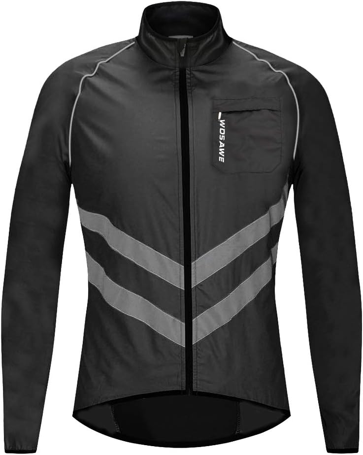 WOSAWE Men's High Visibility Cycling Wind Jacket Water Resistance Reflective Windbreaker