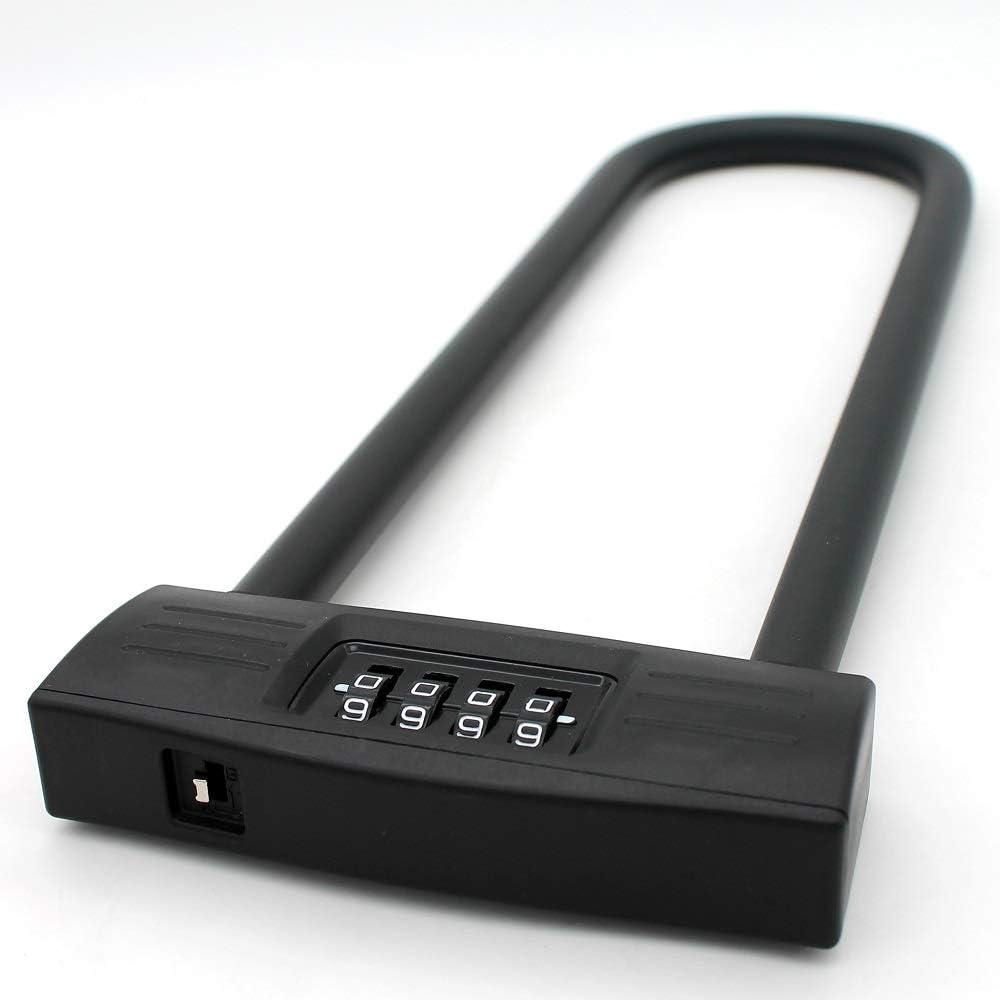 mioni 4 Digit U-Lock Motorcycle Lock/Bike Lock-resettable Combination U-Lock/D Bicycle Lock/Door Lock-, fix The Bicycle Without Carrying The Key. (Black)