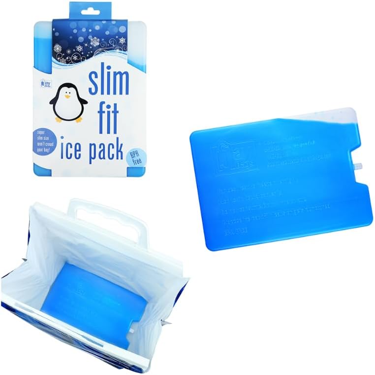 Slim Fit Ice Pack for Coolers, Lunch Boxes, and Lunch Bags, Reusable, Size 4" x 6" x .5" Inches, 1 Pack