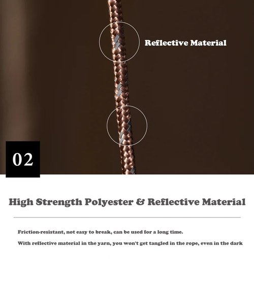 S'more 6 Pack 4mm Camping Rope Reflective Outdoor Guy Lines, High Guy Lines with Aluminum Guy line Adjuster Tensioners for Camping Tent, Tying Down Tarps, Outdoor Packaging (Brown, 13ft)