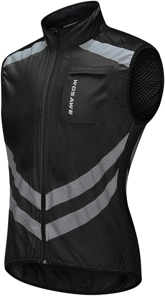 WOSAWE Men's High Visibility Cycling Wind Jacket Water Resistance Reflective Windbreaker