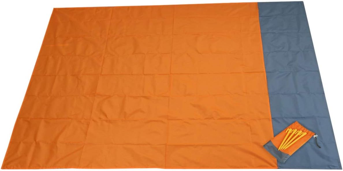 Sportmusies Waterproof Outdoor Blanket Beach Mat, Compact for Picnic, Camping, Hiking, Travel, Festival - 78" x 55", 4 Stakes, 1 Pouch