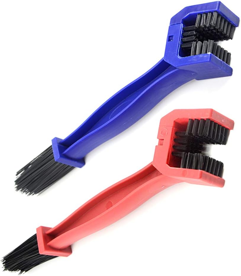 WMYCONGCONG 2 PCS Motorcycle Bicycle Bike Chain Cleaning Brush Tool Chain Washer Cleaner Crankset Brush Mountain Bike Maintain Cleaning Tool, Blue and Red