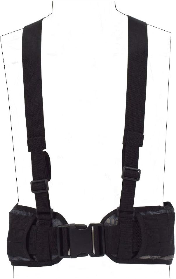 SINAIRSOFT Tactical Waist Belt with X-Shaped Suspenders Free Straps Airsoft Combat Padded Molle Belt
