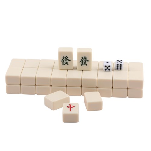 VPH Ivory Chinese Mahjong Set 144 Sheets Includes Folding Table Camping Essentials