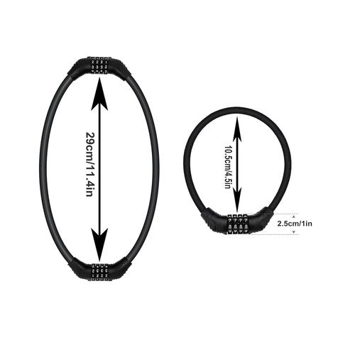 CUIWEI Bike Lock Cable, Heavy Duty Anti Theft Bicycle Lock Chain Portable Code Lock Cable Combo Bike Locks, 4 Digit Security Resettable Combination Lock Bicycle Cable Locks for Bike 16 inches 2 Pieces