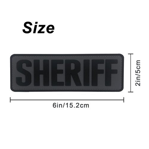 uuKen PVC Sheriff Patch 6x2 inches with Hook Fastener Back for Tactical Vests Clothing Jackets Bags Backpacks (Gray Background, Medium 6"x2")