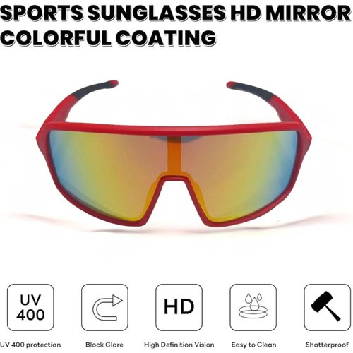 SWISHKID Youth Baseball Sunglasses – UV400 Protection for Boys & Girls – Lightweight, Impact-Resistant Sports Eyewear for Baseball, Softball & Outdoor Activities (Red Frame Blue Lens)